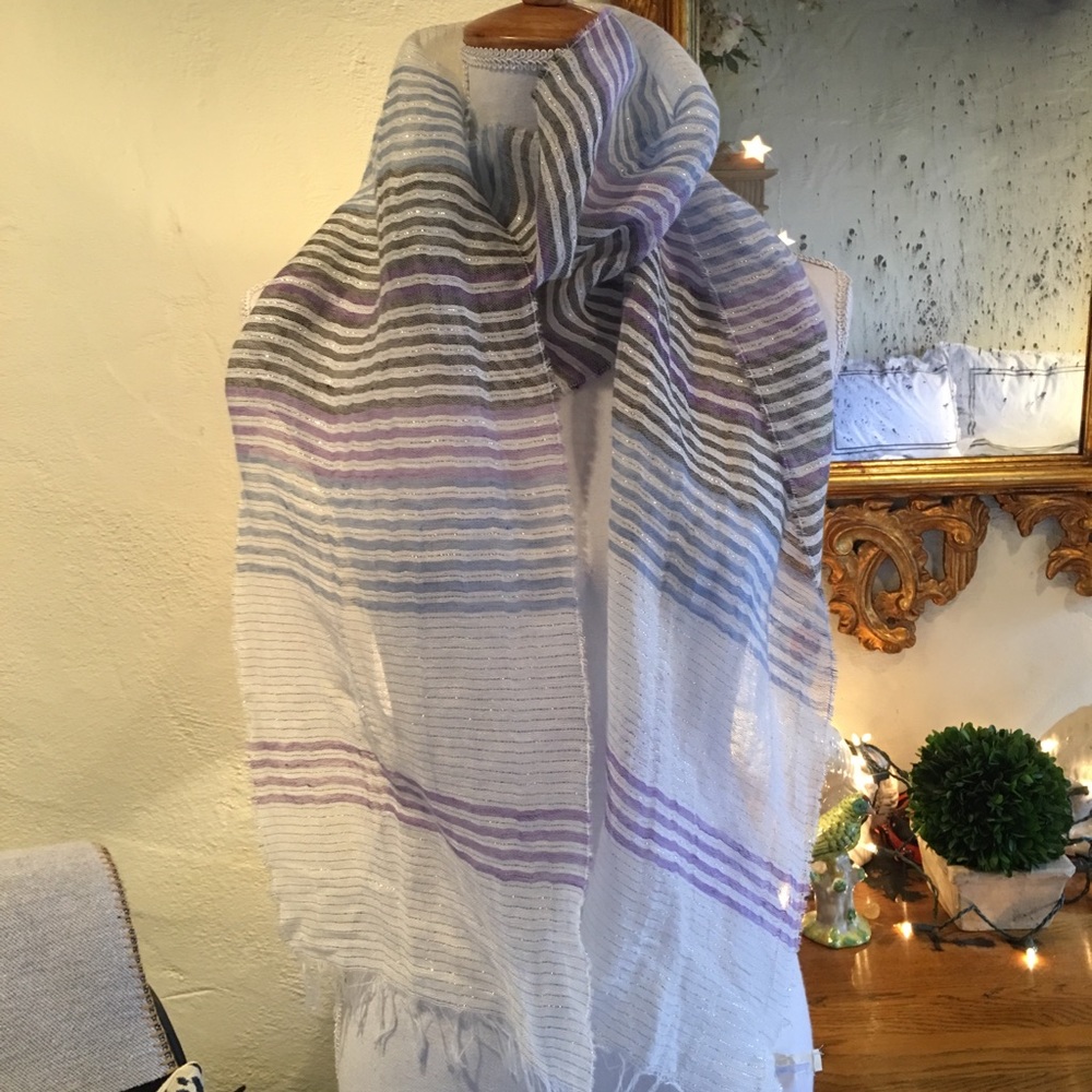 Eileen Fisher Airy Linen Cotton Shine Scarf New